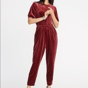 Old Navy Maroon Velvet Jumpsuit w Pockets